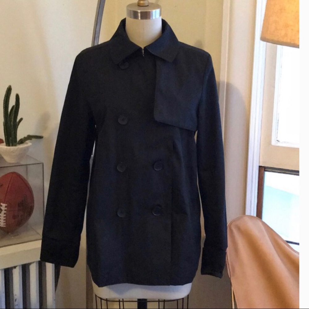 Black swing trench coat